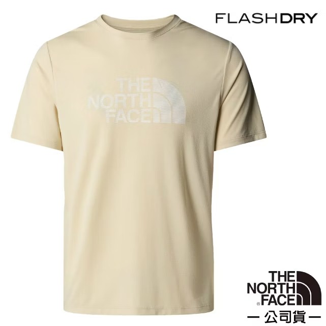 【The North Face】男 FLASHDRY 吸濕透氣排汗短袖圓領T恤.休閒套頭衫/8DHY-3X4 礫石沙✿30E010